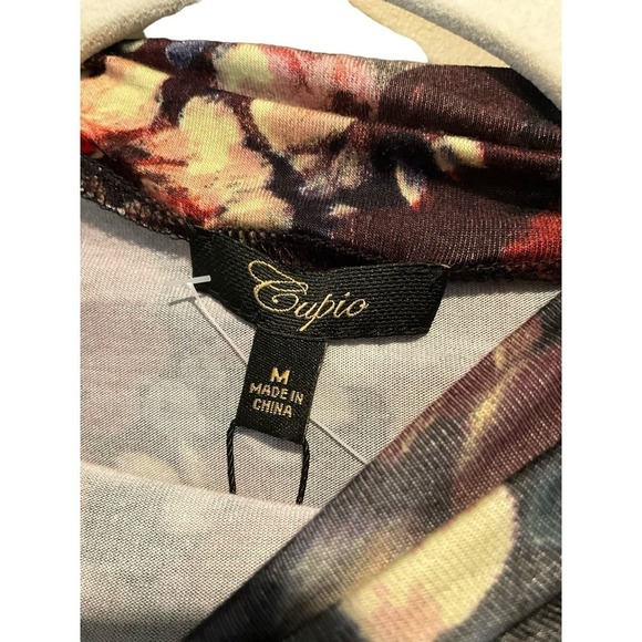 Cupid Blouse Top Women Size M Multicolor Floral Turtle Neck Long Sleeve Pullover - Picture 3 of 7